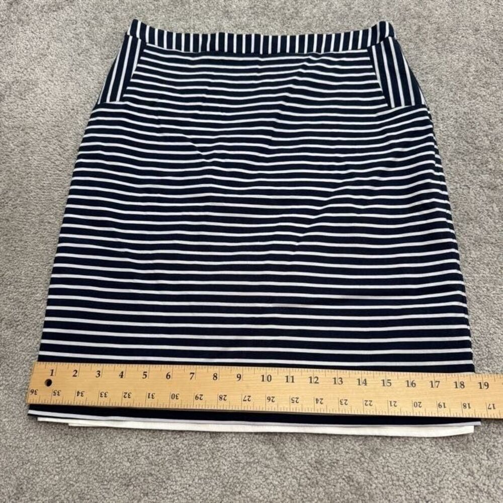 Margaret M Knee Length Pencil Skirt Womens Large Navy White Striped Work Casual - Picture 9 of 15